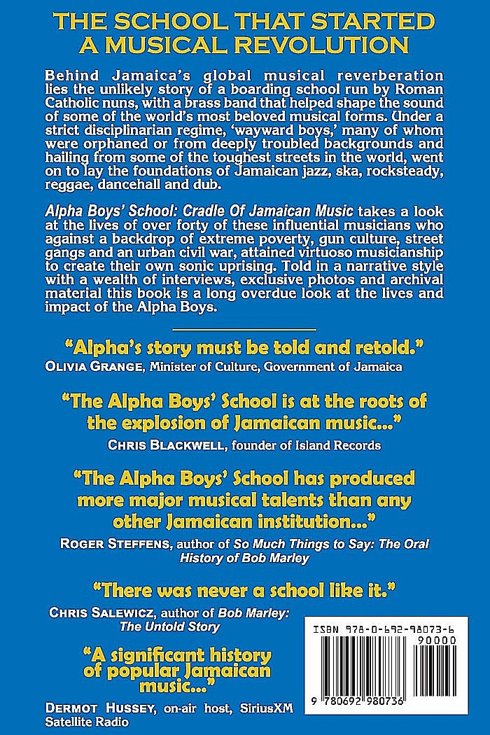 Back cover of book. Alpha Boys' School: Cradle of Jamaican Music