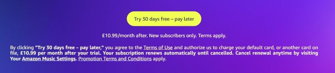 Amazon Music 30 Day Free Trial